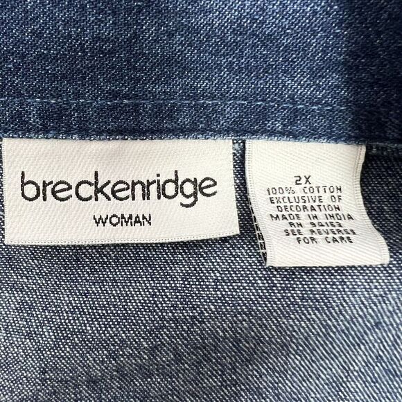 BRECKENRIDGE Womens Blue Jean Jacket Sz 2X Silver Studs Flaw/Studs Loose/Missing - Picture 8 of 12